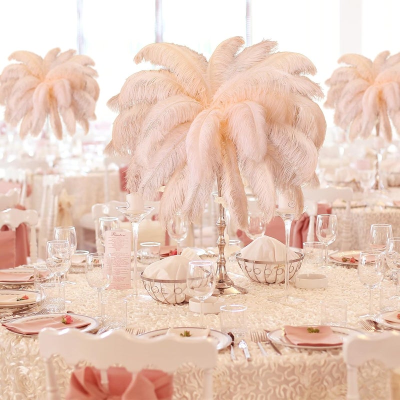Retrowavy Store 50 Pcs 14-16 Inches Large Natural Ostrich Feathers Bulk for Centerpieces for Wedding Party Centerpieces Home Decoration Flower Arrangement(Champagne) - Image 5
